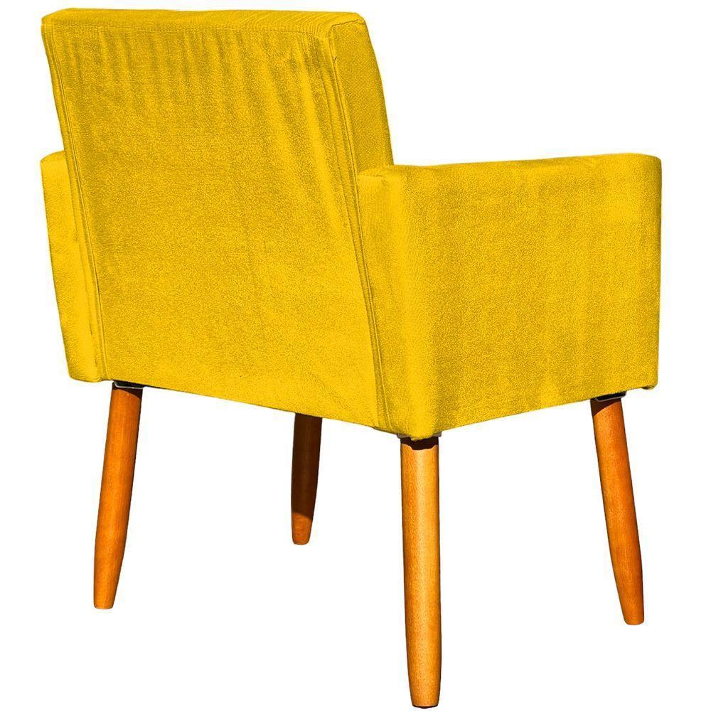 Kit 3 Poltronas Para Recepção Nina Suede Cores Pé Palito 30cm Castanho - Suede - 2