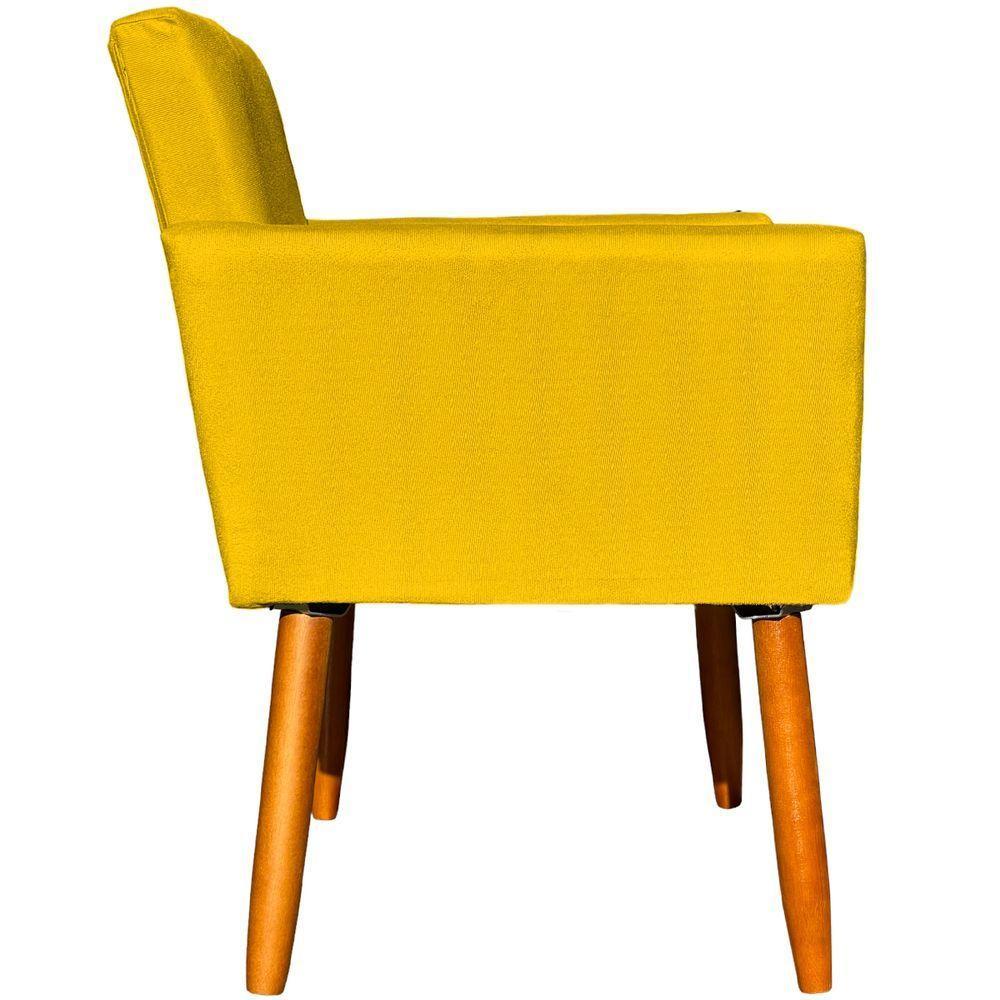 Kit 3 Poltronas Para Recepção Nina Suede Cores Pé Palito 30cm Castanho - Suede - 3