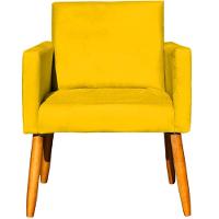 Kit 3 Poltronas Para Recepção Nina Suede Cores Pé Palito 30cm Castanho - Suede - 7