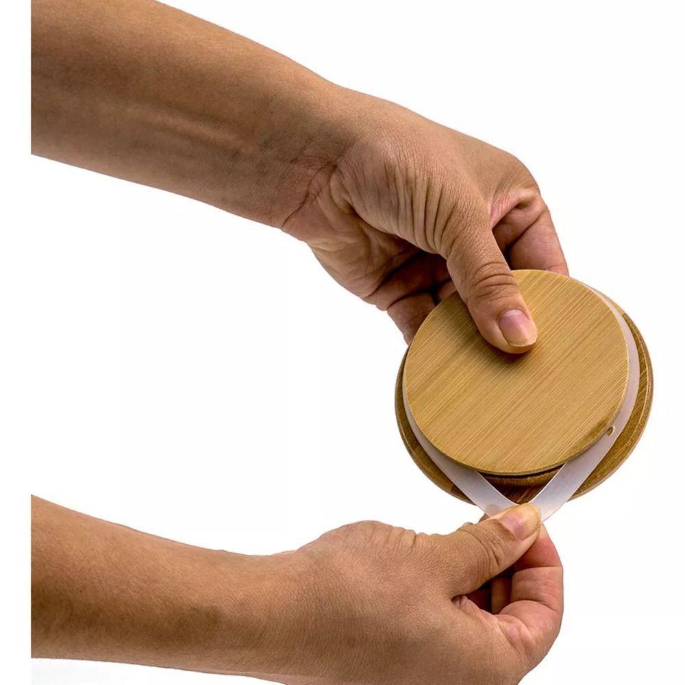 Pote 800ml De Vidro Canelado Com Tampa De Bambu -oikos - 3