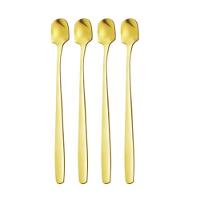 Jogo Colheres Café Chá Cabo Longo Dourada 4 Peças - 1