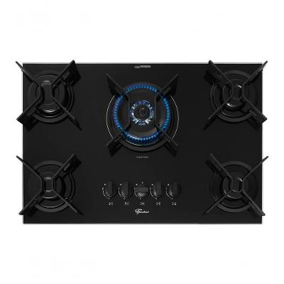 Cooktop a Gás Fischer Fit Line 36340-102674 5 Bocas Vidro Temperado Tripla Chama Preto Bivolt