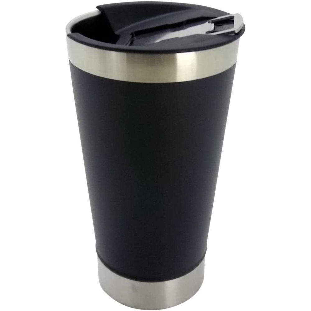 Copo Térmico Com Tampa Inox Preto Para Cerveja - 1