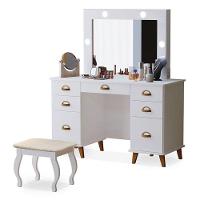 Penteadeira Camarim New Seul Com Banqueta Almofadada Ambiente Branco - Luapa - 3