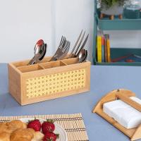 Caixa Organizadora De Bambu E Palha Indiana 6 Nichos - 2