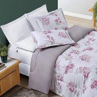 Edredom Júlia Casal Super King 03 Peças Tecido Dupla Face Microfibra 200 Fios Floral - Lilac - 3