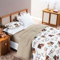 Kit Edredom Grace Queen 01 Peça 100% Algodão Dupla Face Extra Macio Estampado - Avelã - 2