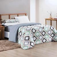 Kit Edredom Grace Queen 01 Peça 100% Algodão Dupla Face Extra Macio Estampado - Harmony Cinza - 1