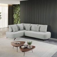 Sofá De Canto Nori Curva Ld 2,61m Em Linho Com Pés De Metal Cor Gelo 2322 - 4