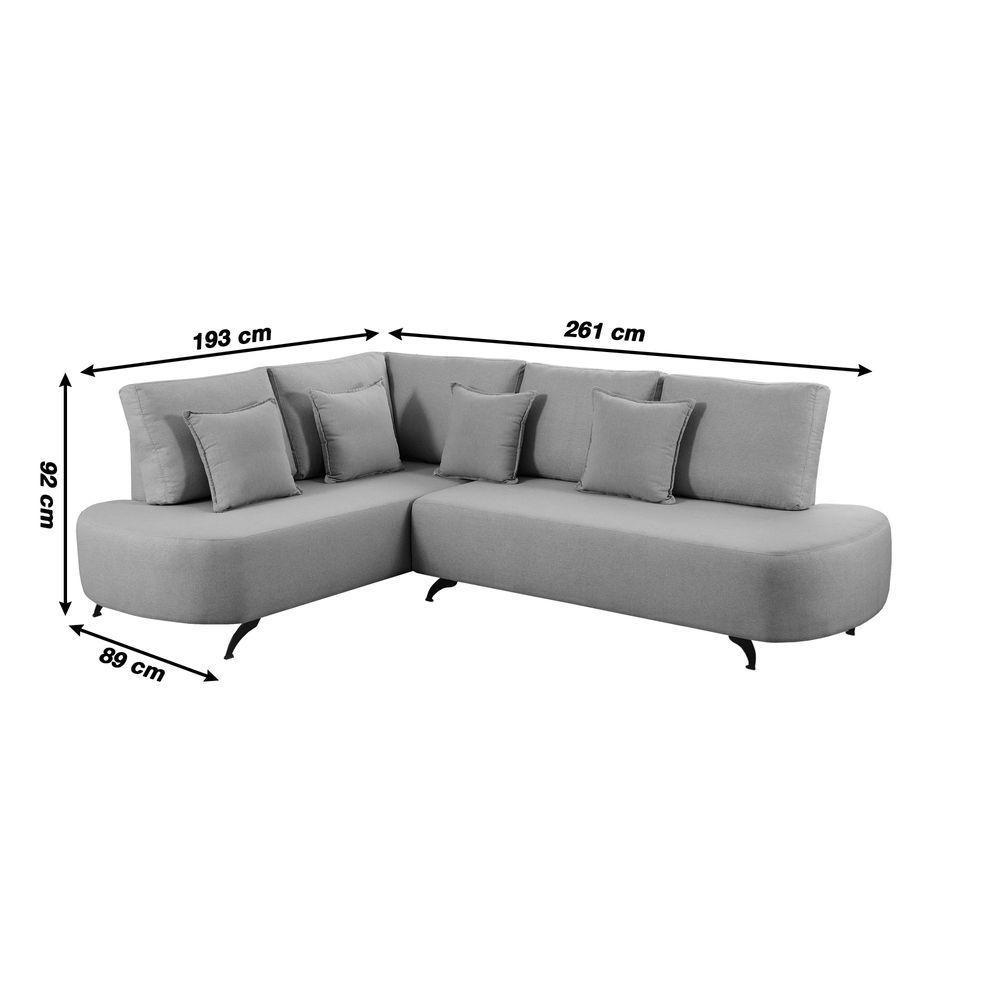 Sofá De Canto Nori Curva Ld 2,61m Em Linho Com Pés De Metal Cor Creme 2321 - 3