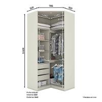 Armário De Canto Closet 2 Portas Com Espelhos Seletto Areia - Henn - 2