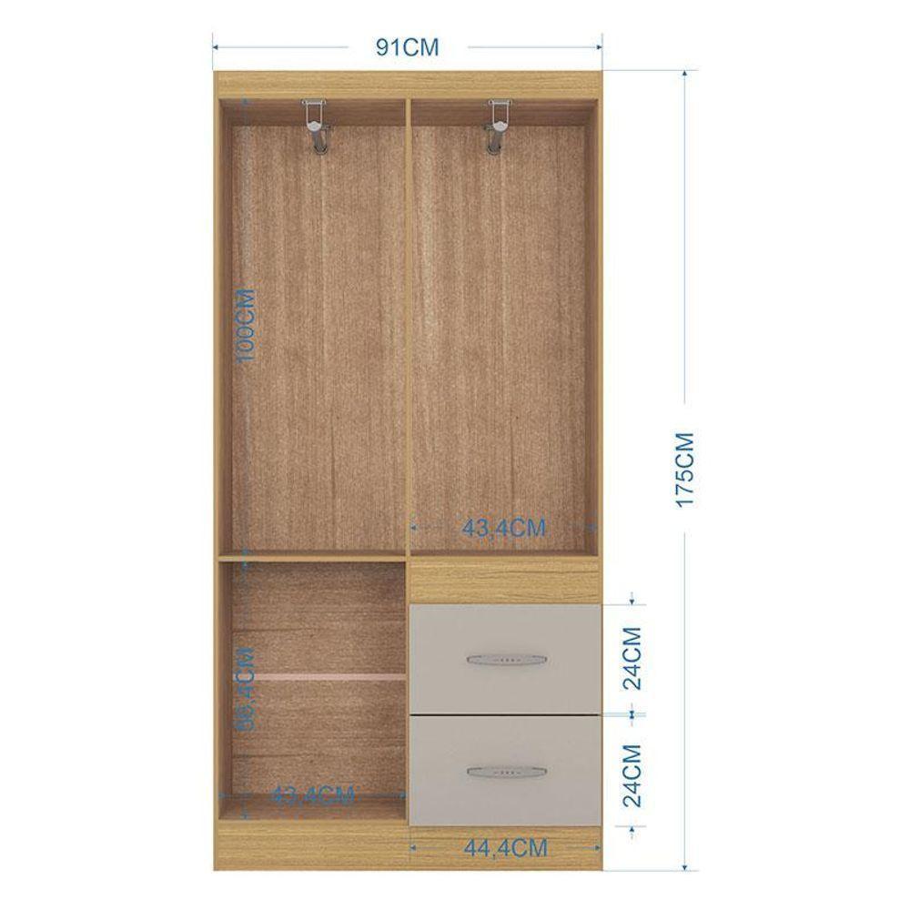 Cômoda 868 4 Gavetas E 1 Porta Com Guarda Roupa Solteiro Milão 4 Portas Damasco Off White - Poquema - 3