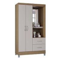 Cômoda 867 4 Gavetas Com Guarda Roupa Solteiro Córdoba 2 Portas Castanho Off White - Poquema - 3