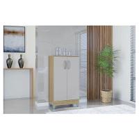 Guarda Roupa Solteiro Tóquio 4 Portas Com Armário Multiuso 2 Portas Pequeno Damasco Off White - Poquema - 2