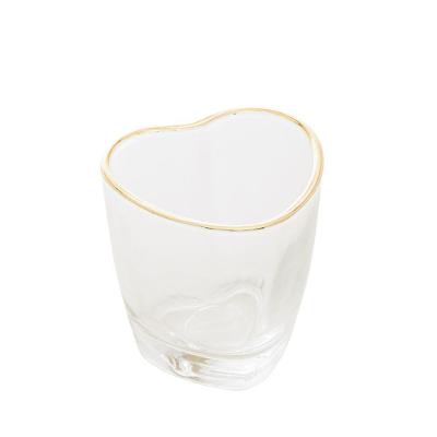 Copo Para Shot De Vidro De Coração Com Borda Dourada 50ml