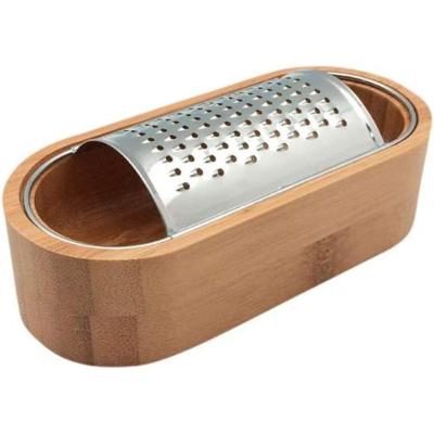 Ralador De Aço Inox Com Recipiente De Bambu