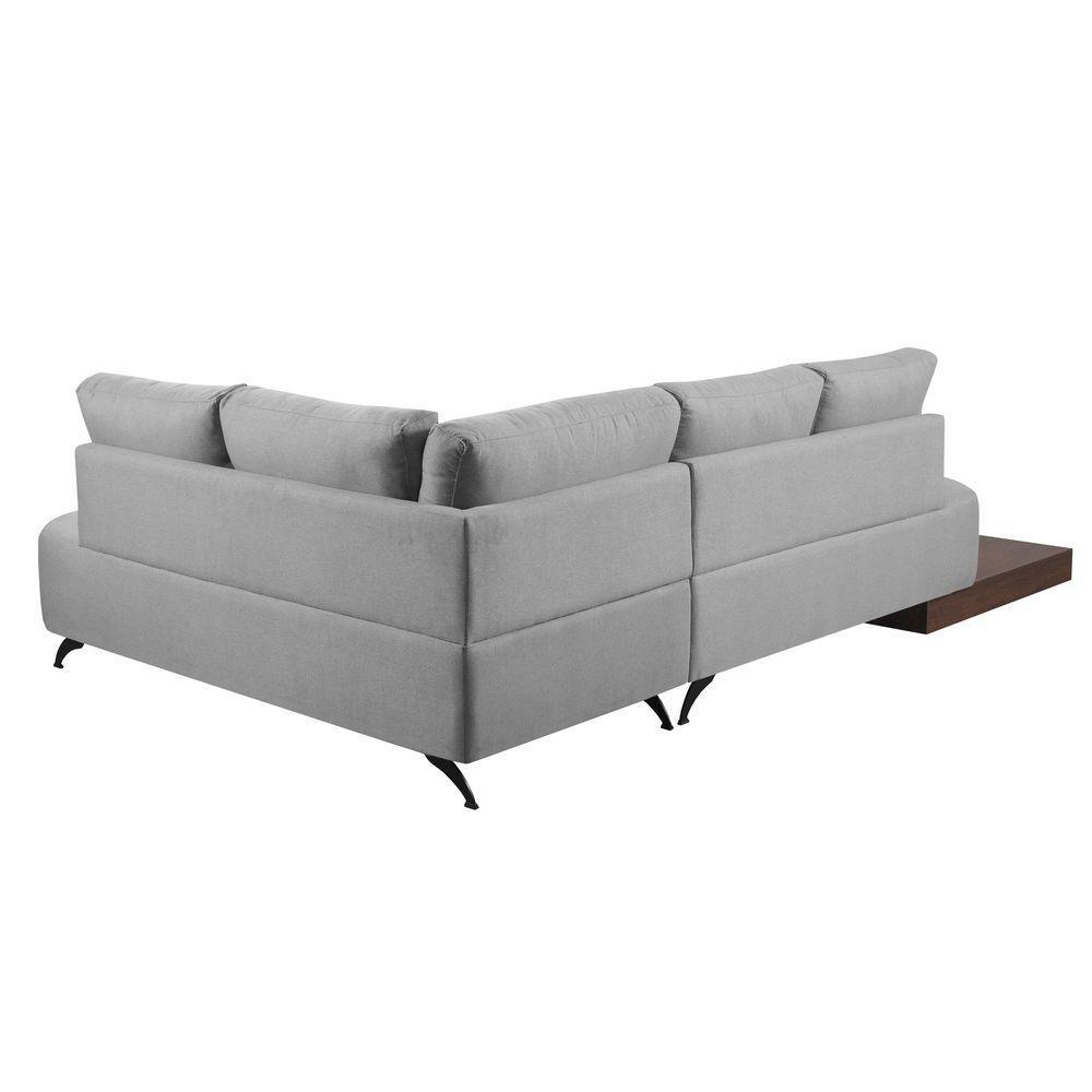 Sofá De Canto Nori Curva Le 2,61m Em Linho Com Base Em Madeira Cor Cinza 2323 - 4