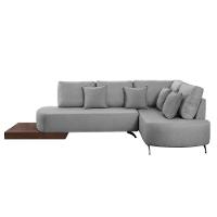Sofá De Canto Nori Curva Le 2,61m Em Linho Com Base Em Madeira Cor Cinza 2323 - 7