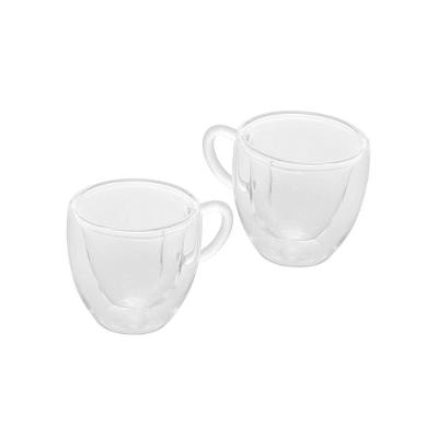 Cj 2 Xícaras P/ Café Coração Dupla Parede Borossilicato 80ml