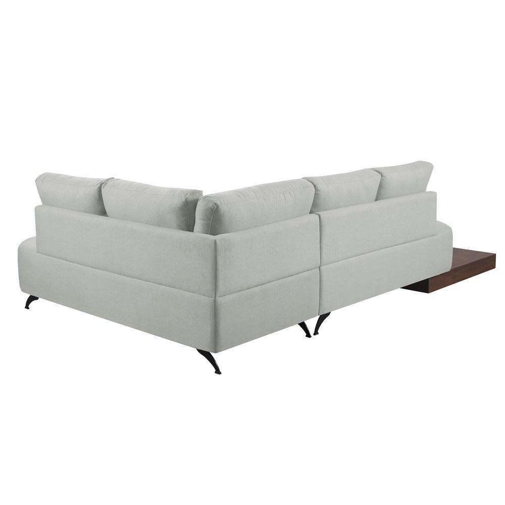 Sofá De Canto Nori Curva Le 2,61m Em Linho Com Base Em Madeira Cor Gelo 2322 - 4