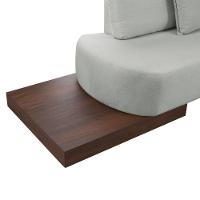 Sofá De Canto Nori Curva Le 2,61m Em Linho Com Base Em Madeira Cor Gelo 2322 - 3