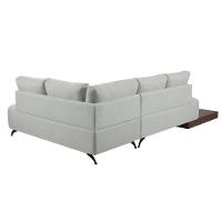 Sofá De Canto Nori Curva Le 2,61m Em Linho Com Base Em Madeira Cor Gelo 2322