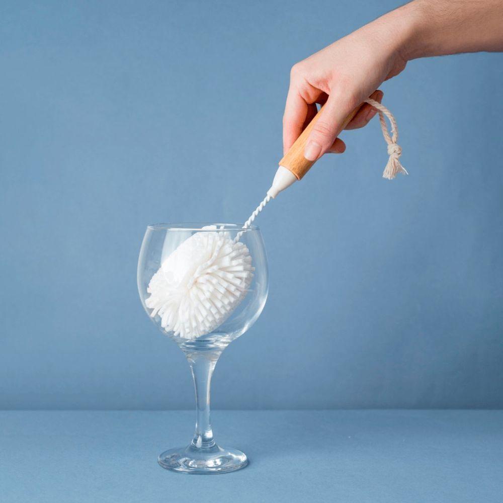 Escova Para Lavar Copos Com Cabo De Bambu Oikos:off White - 2