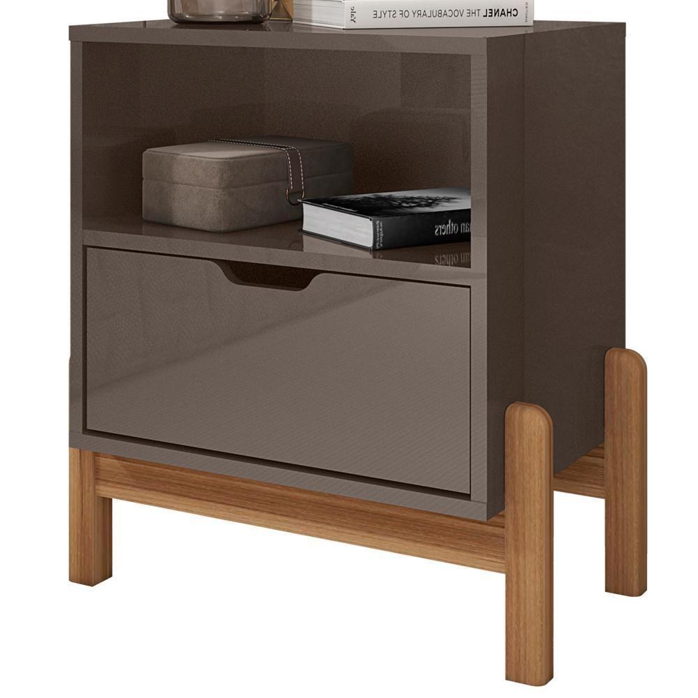 Mesa De Cabeceira 1 Gaveta 004015 Cinza Perola Dcasa Cinza Perola - 1