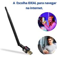 Adaptador Usb Wireless Wi-fi Band 1.800mbps Rede 2462mhz-2.0 Ethernet Com Antena Para Computador - 2