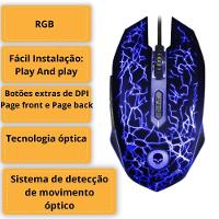 Mouse Gamer Rgb Light Usb 2400 Dpi 6 Botões Com Cabo 1,5 Metros Bright - 2