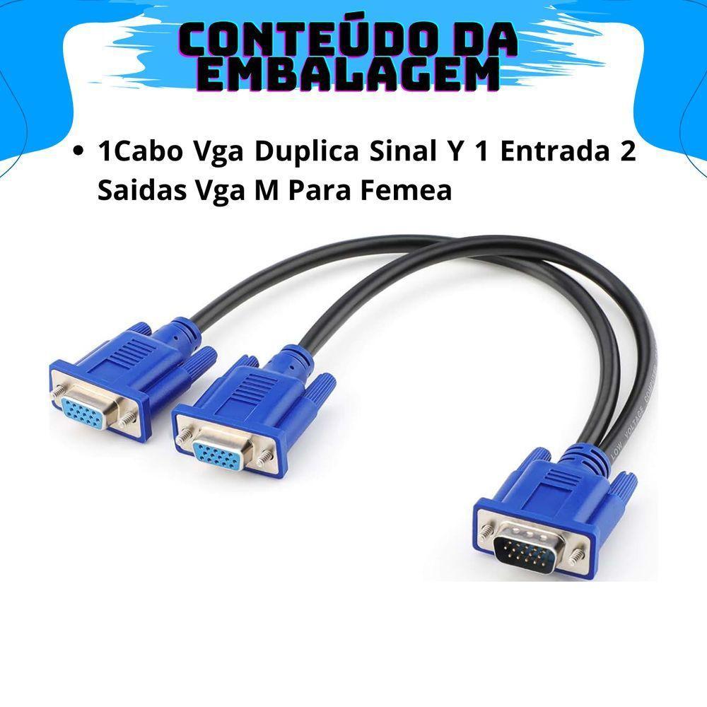 Cabo Adaptador Splitter Duplicador Vga Y 1 Macho X 2 Femeas - 4