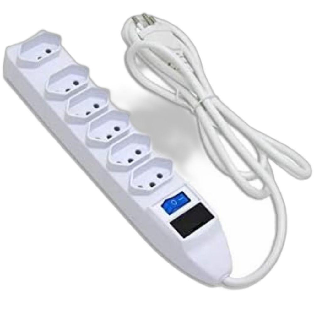 Extensão Elétrica Régua Padrão Tripolar 6 Tomadas 10a Cabo 1,5 Metros Bivolt (110-220v) Com Fusível De Proteção - 1