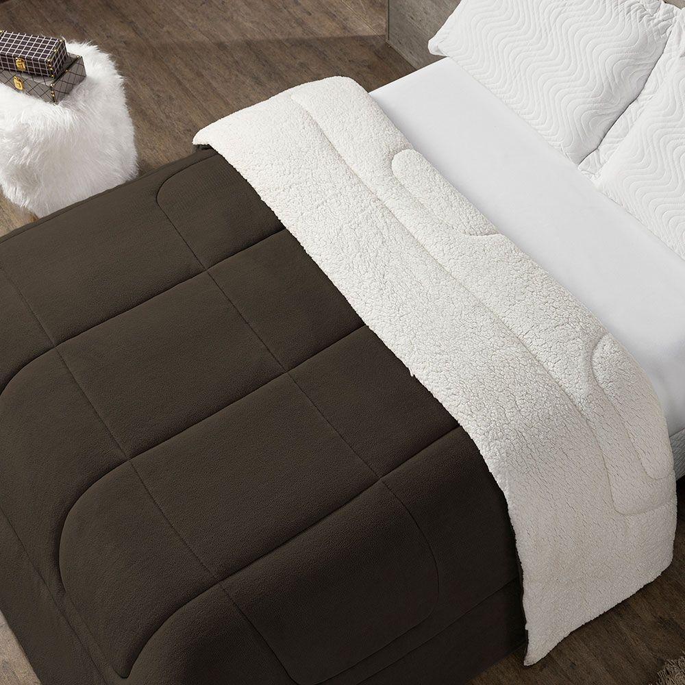 Coberdrom Cobertor King 1 Peça Maya Manta Soft E Sherpa De Carneiro 100% Poliéster Cor:tabaco - 3