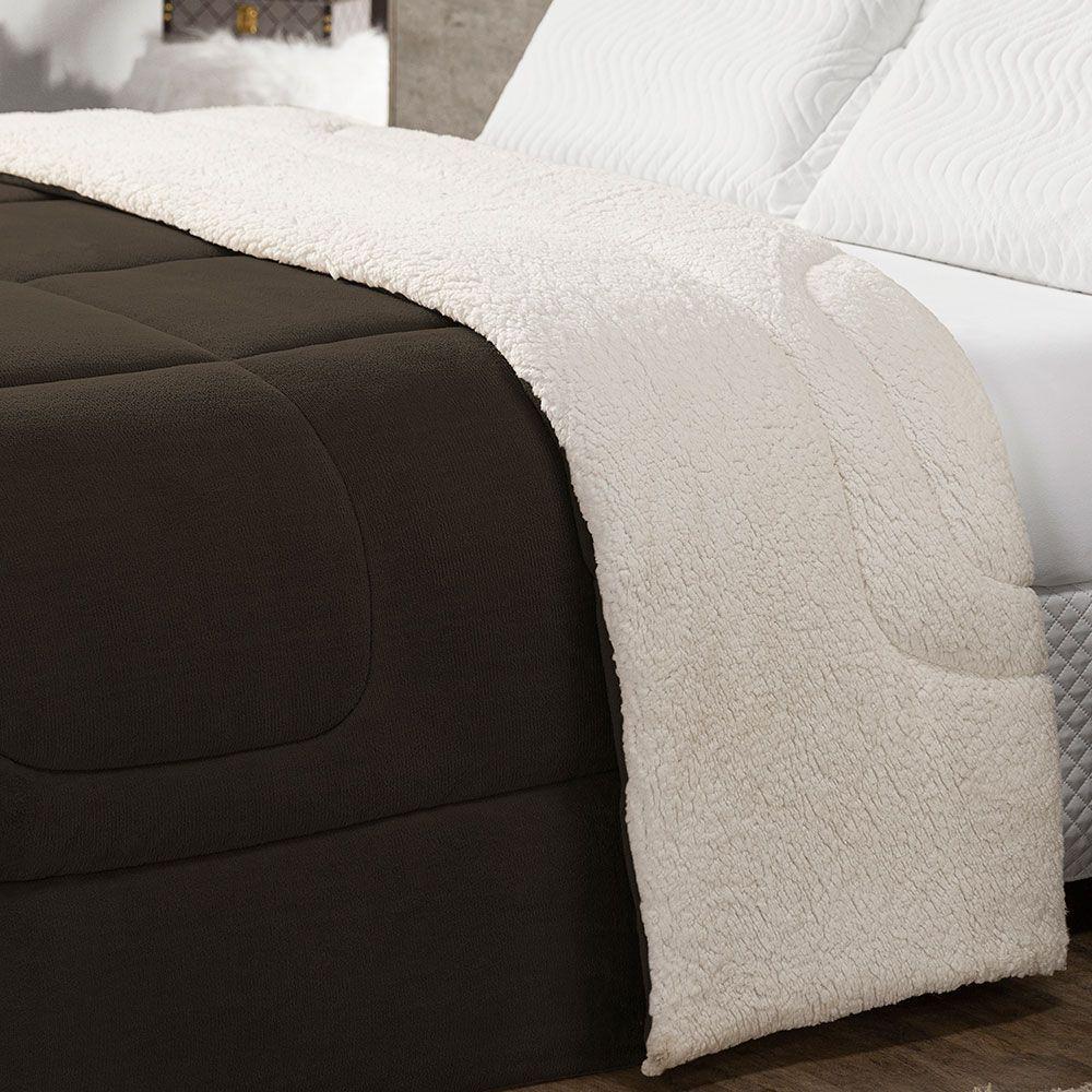 Coberdrom Cobertor King 1 Peça Maya Manta Soft E Sherpa De Carneiro 100% Poliéster Cor:tabaco - 4