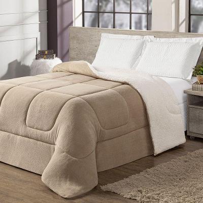 Coberdrom Cobertor Solteiro 1 Peça Maya Manta Soft E Sherpa De Carneiro 100% Poliéster Cor:bege