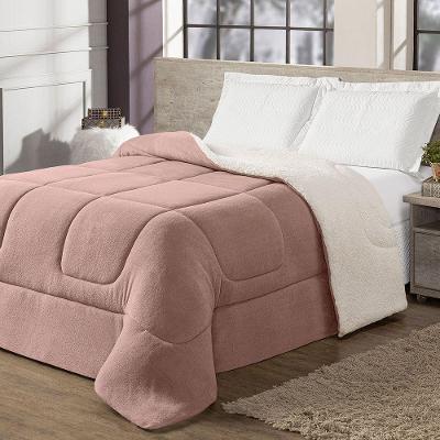 Coberdrom Cobertor Solteiro 1 Peça Maya Manta Soft E Sherpa De Carneiro 100% Poliéster Cor:rosê