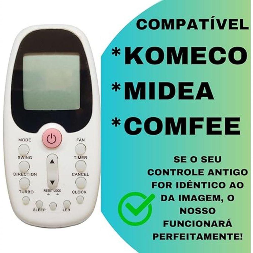 Controle Remoto Para Ar Condicionado Compatível Com Komeco Midea Comfee - 5