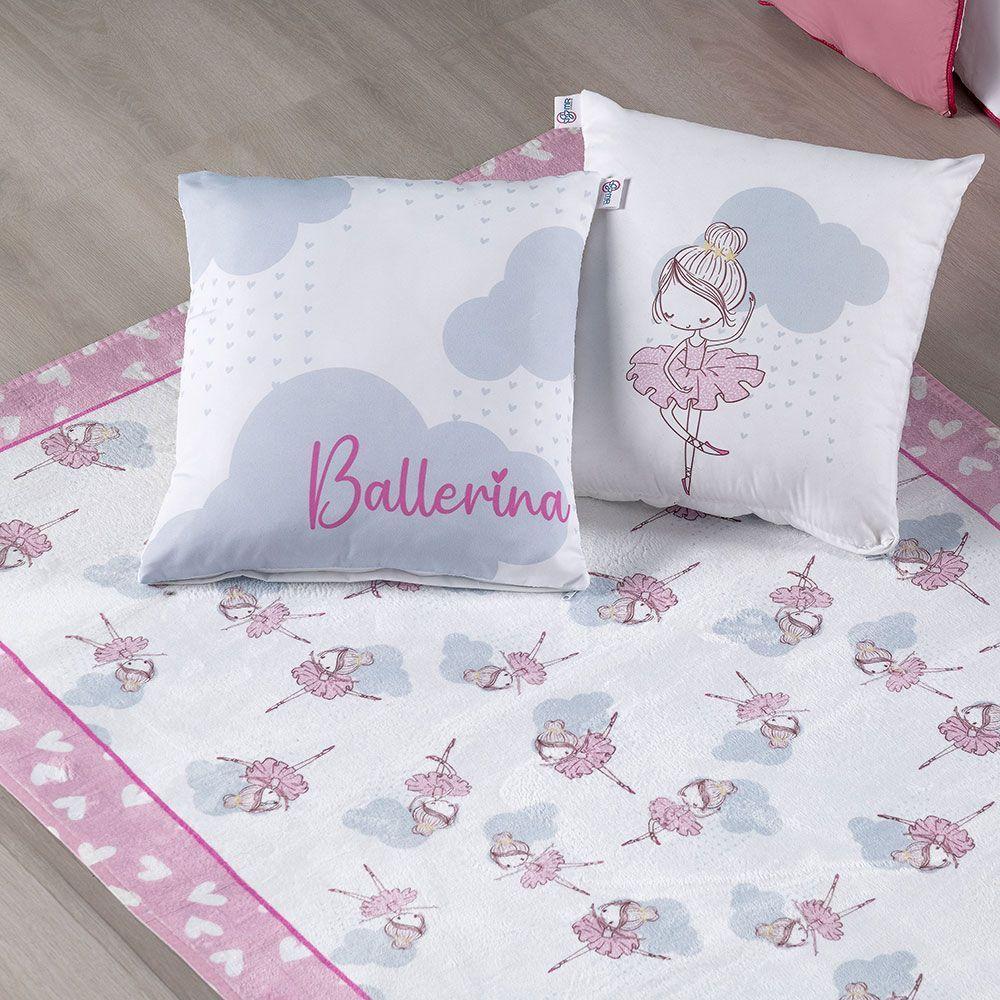 Kit Tapete Estampado Com Capas De Almofadas 3 Peças Ballerina Juvenil 100% Poliéster - 2