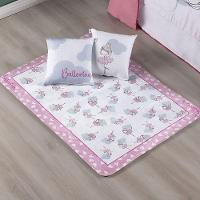 Kit Tapete Estampado Com Capas De Almofadas 3 Peças Ballerina Juvenil 100% Poliéster - 1