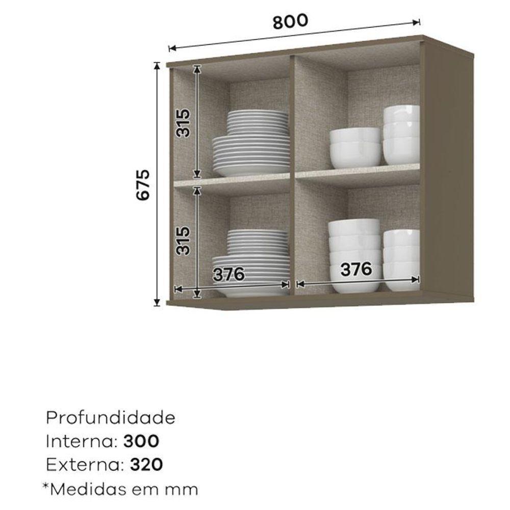 Armário Aéreo 2 Portas Ripado 80 Cm Connect Duna Cristal - Henn - 2