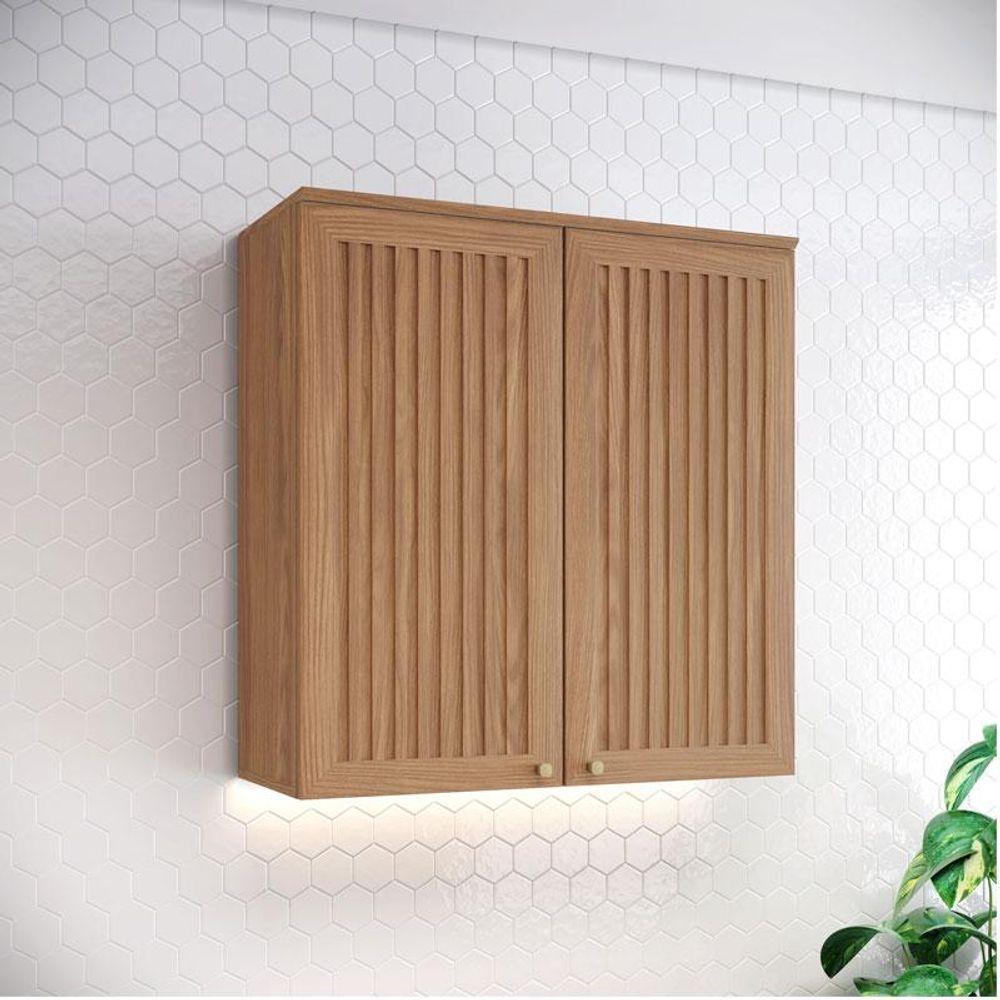 Armário Aéreo 2 Portas Ripado 80 Cm Requinte Nature - Henn - 2