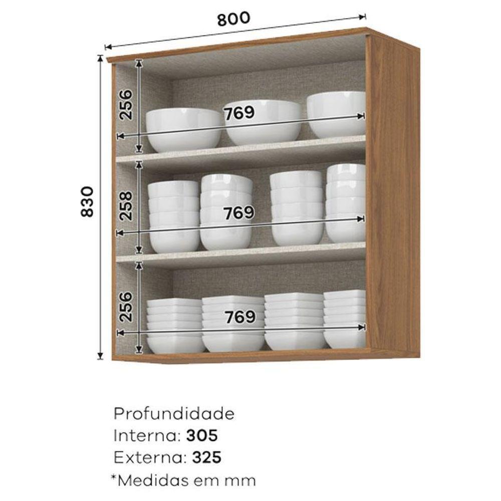 Armário Aéreo 2 Portas Ripado 80 Cm Requinte Nature - Henn - 3