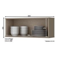 Armário Aéreo évelin 1 Porta Basculante 80 Cm Duna Cristal - Henn - 2