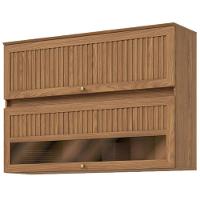 Armário Aéreo 2 Portas Basculantes Ripado Com Vidro 120 Cm Requinte Nature - Henn - 1