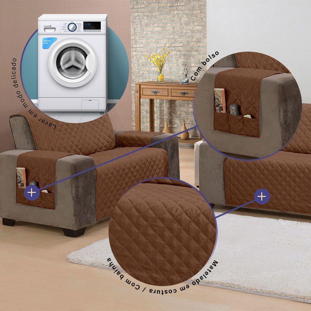 Protetor De Sofá King 2 Lugares Classic 100% Poliéster Cor:tabaco - 2