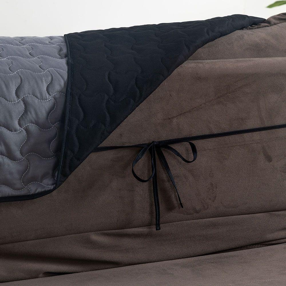 Protetor De Sofá Assento 2,40m Retrátil Shield 100% Poliéster Hipercal 400 Fios Cor:cinzapreto. - 3