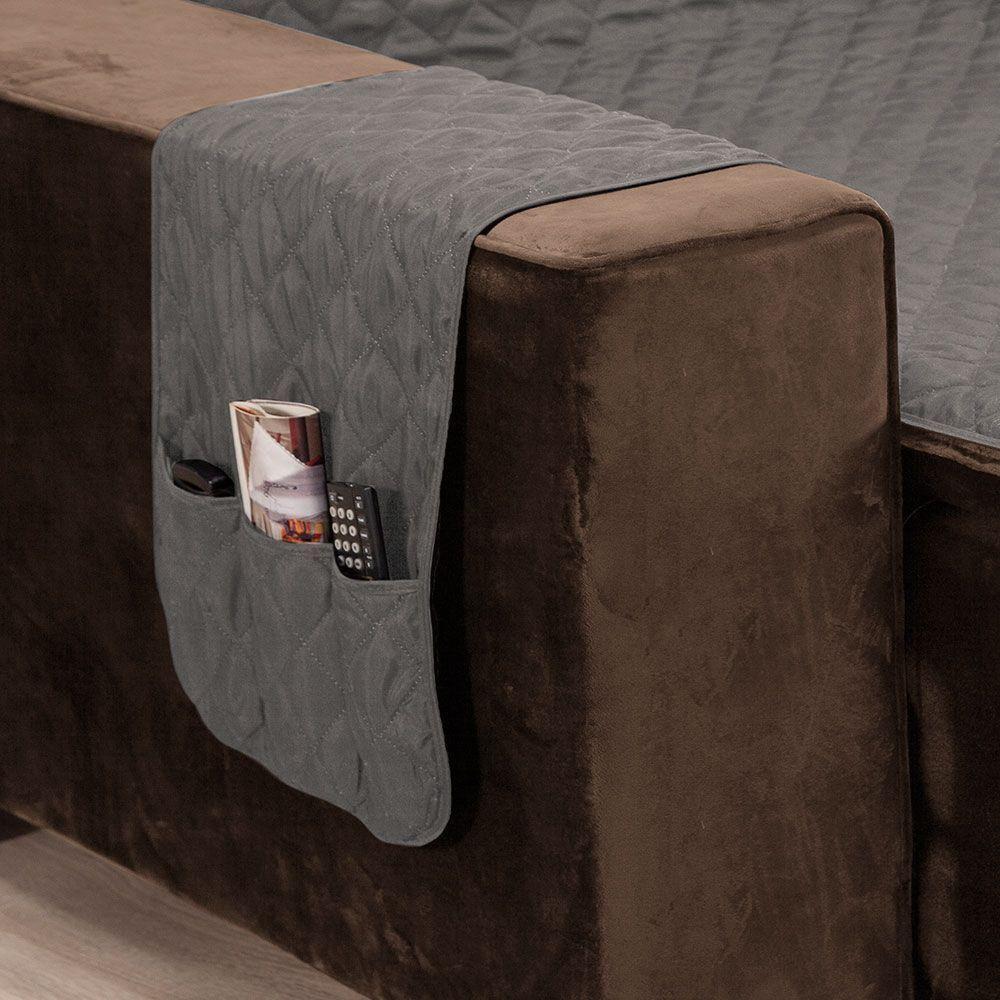 Protetor De Sofá Assento 1,80m Retrátil 100% Poliéster Cor:cinzapreto. - 4