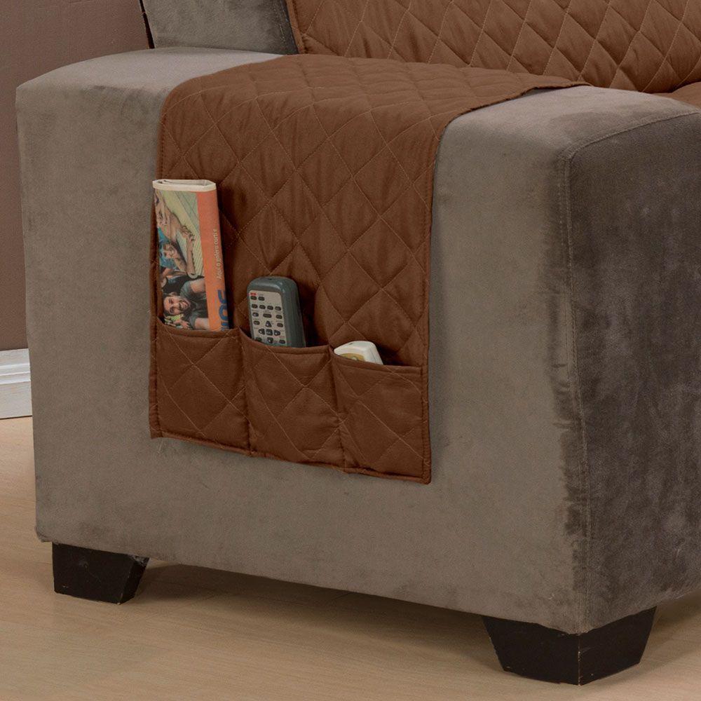 Protetor De Sofá Padrão 3 Lugares Classic 100% Poliéster Cor:tabaco - 2