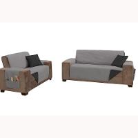 Protetor De Sofá Padrão 2 E 3 Lugares Lugares Classic 100% Poliéster Cor:cinza. - 1