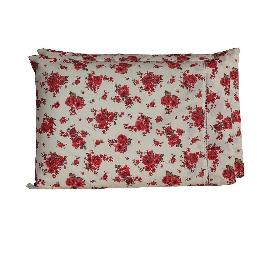 Par De Fronhas 70cm X 50cm 2 Peças Esmeralda 100% Algodão Percal 150 Fios Cor:vermelho - 1